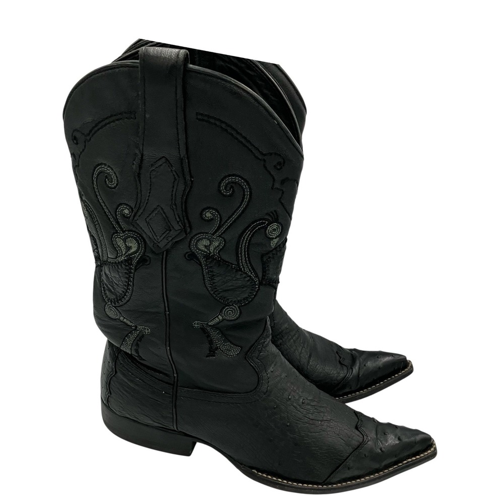 CUADRA Designer Genuine Smooth Ostrich Leather Western Boots Size M8 W10 Mex 27